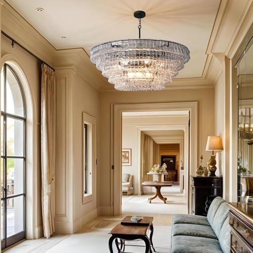 47 Inch Round Chandelier Clear Glass