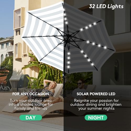 9' Patio Umbrella with Solar Lights