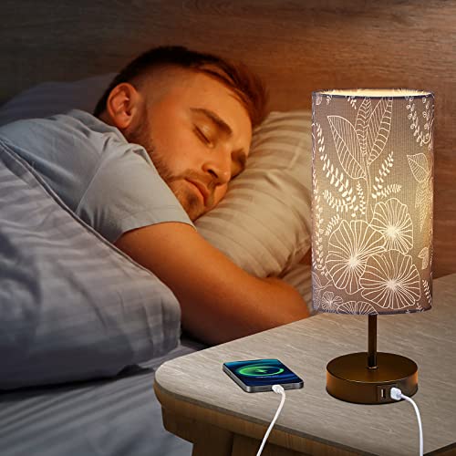 Bedside Table Lamp with 2 USB Ports
