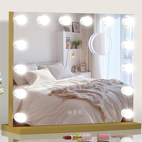 Vanity Mirror with Lights 19.7''x16.6'' Makeup Mirror with Lights Lighted Up Mirror with Dimmable LED Bulbs