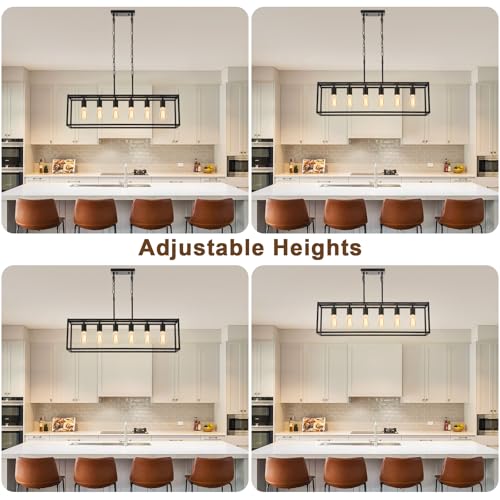 6 Light Black Chandeliers for Dining Room