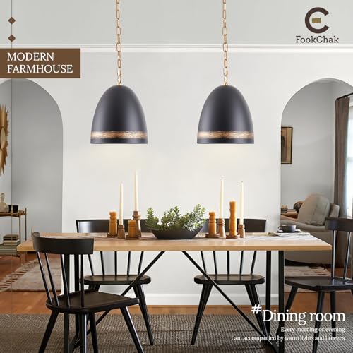 Farmhouse Pendant Light Black 10in Hemp Rope Boho Kitchen Island Lighting French Country Ceiling Pendant Light for Kitchen Sink Dining Room Entry Hallway