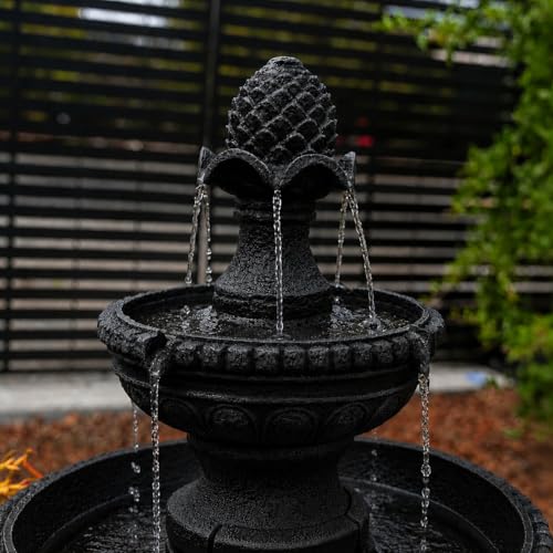 39" 2 Tier Outdoor Freestanding Solar Water Fountain