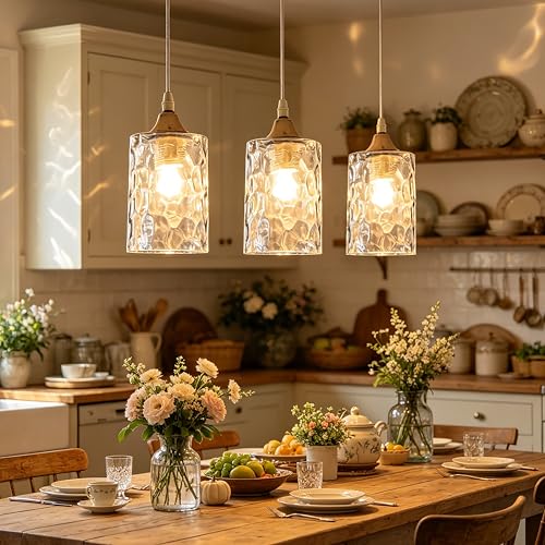 3Pcs Clear Hammered Glass Lamp Shade (3 Count)