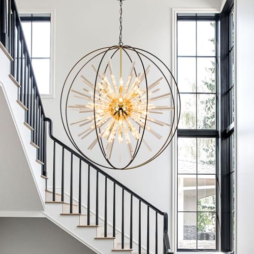 Extra Large Black and Gold Chandeliers for High Ceiling Foyer