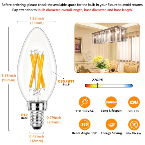 E12 LED Candelabra Bulbs 100 Watt Equivalent (12 Count)