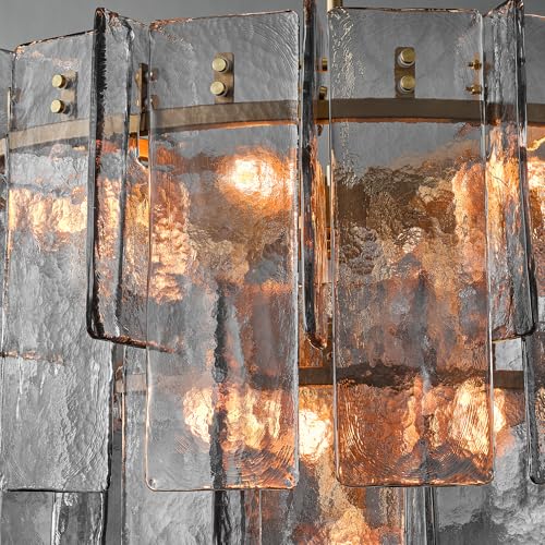 36 Inch Gold Tiered Smoky Glass Chandelier