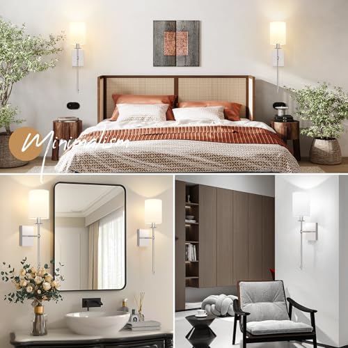 24 Inch Battery Operated Wall Sconces Set of 2 with Remote