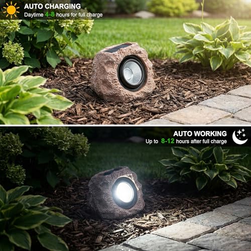 Solar Rock Lights Outdoor Garden Waterproof (2 Count)