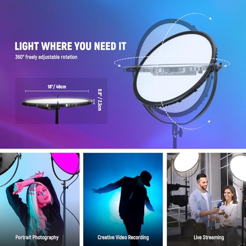 18" RGB LED Round Panel Video Light with APP Control