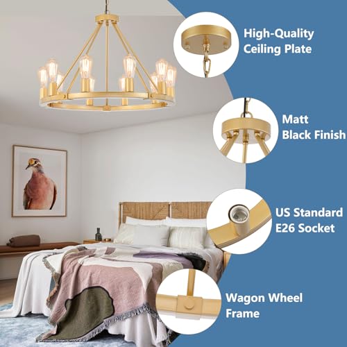 Gold Wagon Wheel Chandelier