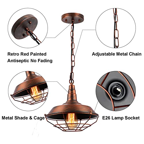 Industrial Pendant Lights Kitchen Island 2 Pack Farmhouse Hanging Light Fixtures with Adjustable Chain (2 Count)