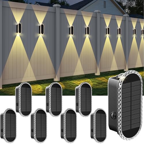 Solar Fence Lights Outdoor (8 Count)