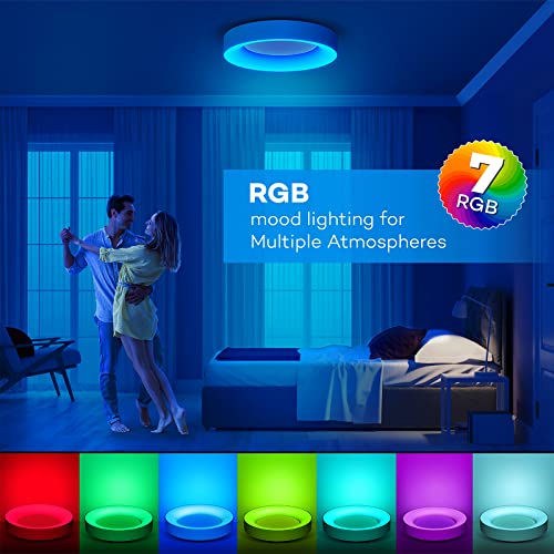 RGB LED Flush Mount Ceiling Light with Remote Control