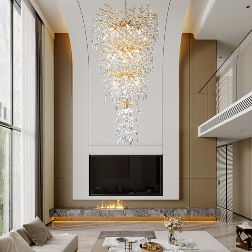 90'' Long Crystal Chandelier for High Ceilings