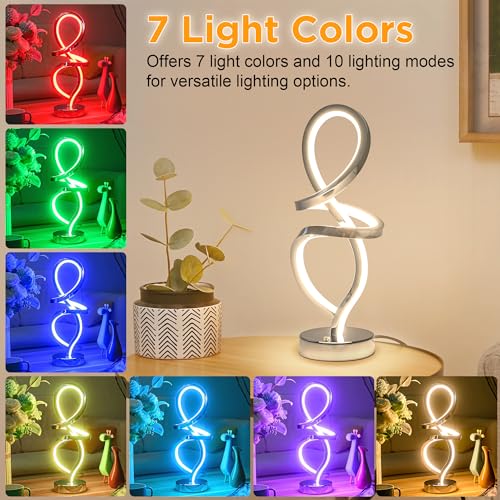 RGB Modern Small Table Lamp with LED Spiral Design