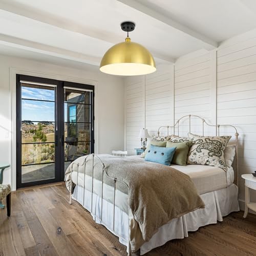 Large Brushed Gold Pendant Light