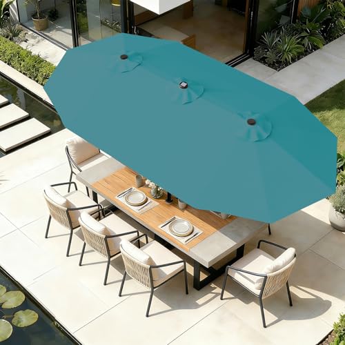 15FT Patio Umbrella with Solar Lights