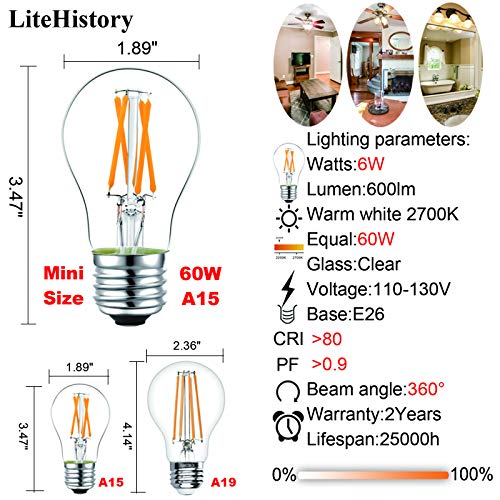 A15 E26 Led Bulb 60 watt (6 Count)