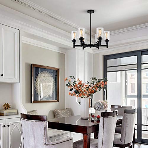 Black Farmhouse Chandeliers for Dining Room Light Fixtures Over Table (6 Count)