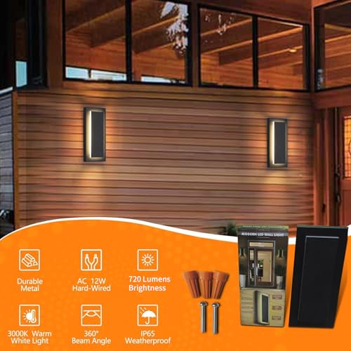 Modern Exterior Lighting Fixtures Outdoor Wall Lights (2 Count)