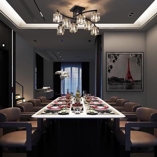 Crystal Semi Flush Mount Ceiling Light with 8