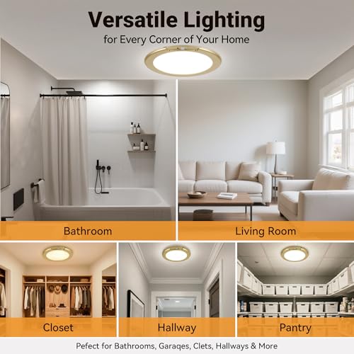 Gold Wireless Closet Lights Motion Sensor Rechargeable Ceiling Light Indoor