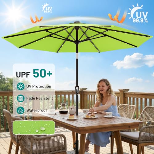 9FT Patio Umbrella with Solar Lights
