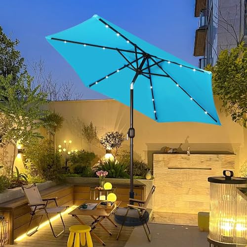 7.5 ft Solar Umbrella 18 LED Lighted Patio Umbrella Table Market Umbrella