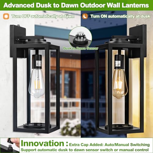 Large Dusk to Dawn Outdoor Wall Lights (2 Count)