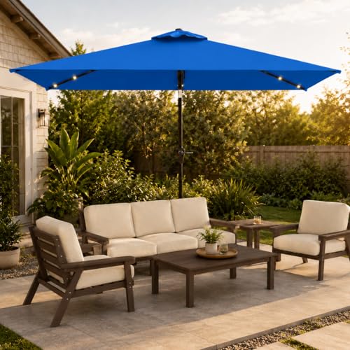 6.5 x 10ft Rectangular Patio Umbrella with Solar Lights