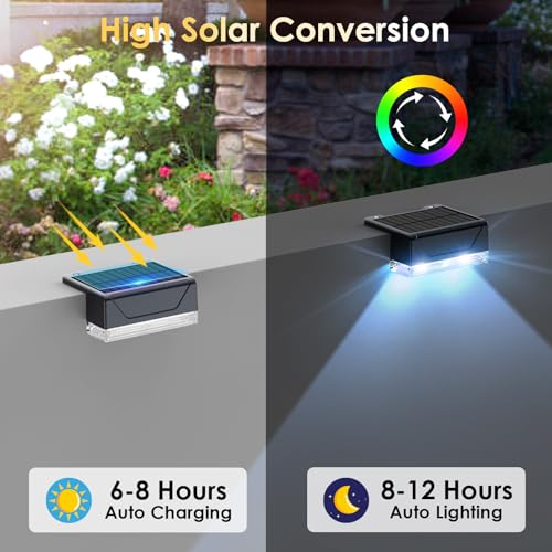 12PK Solar Fence Lights Outdoor Waterproof LED
