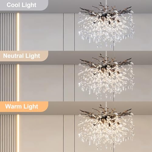 23.6" Modern Tree Branch Crystal Chandelier