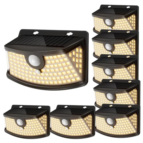 Solar Motion Sensor Lights Outdoor 120 LEDs (8 Count)