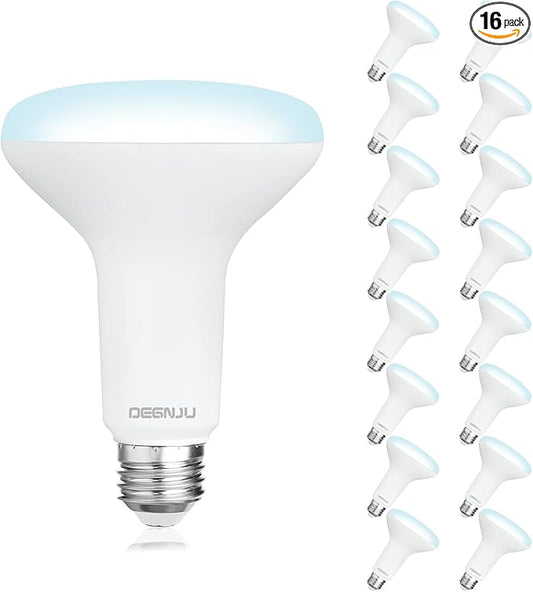 16 Pack BR30 LED Bulb, Dimmable Indoor Flood Lights 7W Equivalent 65W 5000K Daylight, CRI80, 650 LM, E26 Base, 15000 Lifetime Hours, Interior Energy Saving Recessed Light Bulb, Flicker-Free