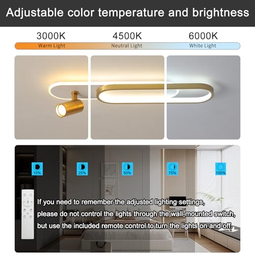 31.4inch Modern LED Ceiling Light 40w Gold Linear Ceiling Light