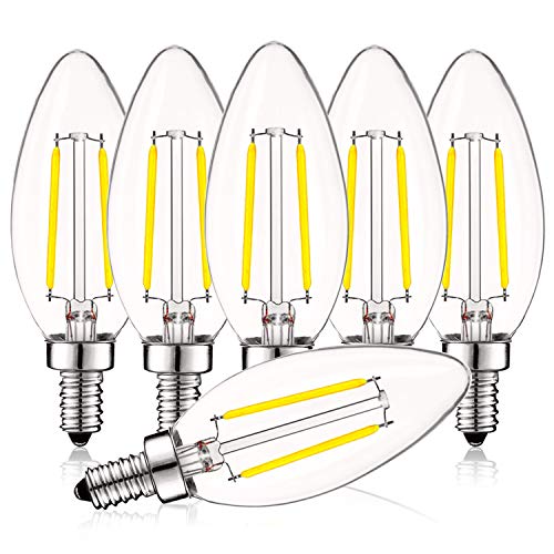 4W Vintage Candelabra LED Bulbs Dimmable (6 Count)