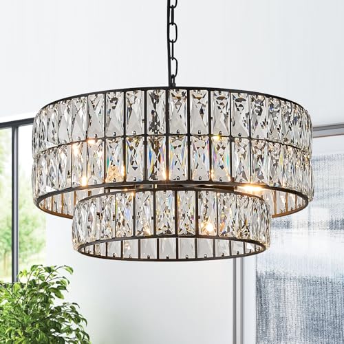 Black Crystal Chandelier 20" 6