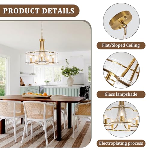 19'' Gold Glass Chandeliers for Dining Room