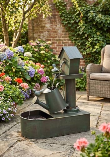 3 Tier Outdoor Fountain 23" Rustic Waterfall Garden Patio Decor