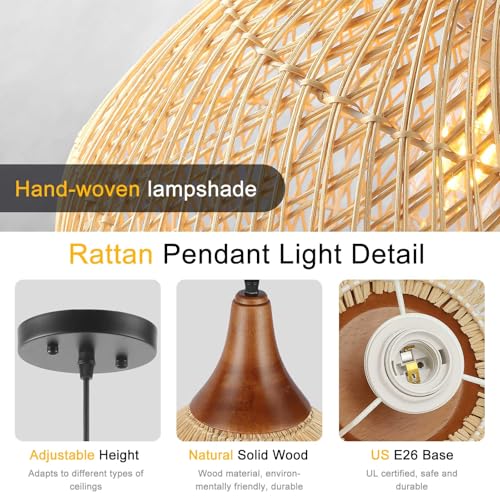 20" Large Rattan Pendant Light
