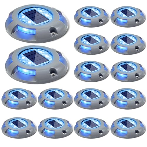 Solar Deck Lights Outdoor LED Driveway Dock Lights (16 Count)
