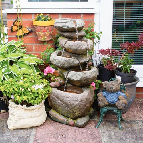 27.8" H Outdoor Water Fountain with LED Lights