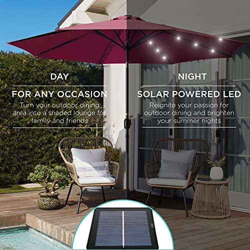 10ft Solar Polyester LED Lighted Patio Umbrella w (10 Feet)