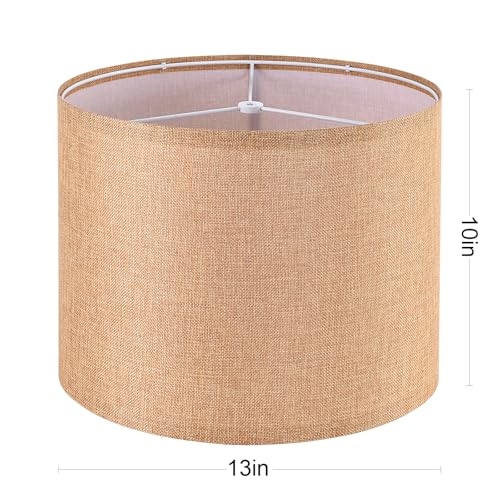 Brown Medium Drum Lamp Shades 13" Top x 13" Bottom x 10" High