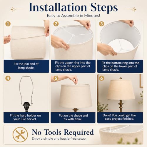 Empire Beige Linen Lamp Shades Set of 2 (2 Count)