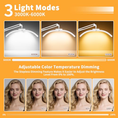 2-in-1 Lash Light, 2026 Upgraded Professional LED Half Moon Lamp