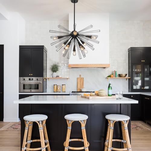 10 Light Black Sputnik Chandeliers