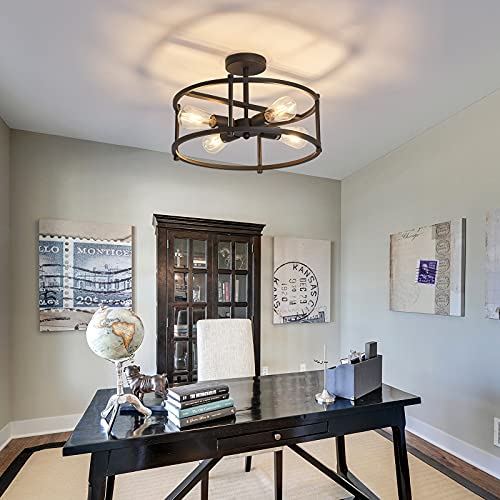 Industrial Semi Flush Mount Ceiling Light