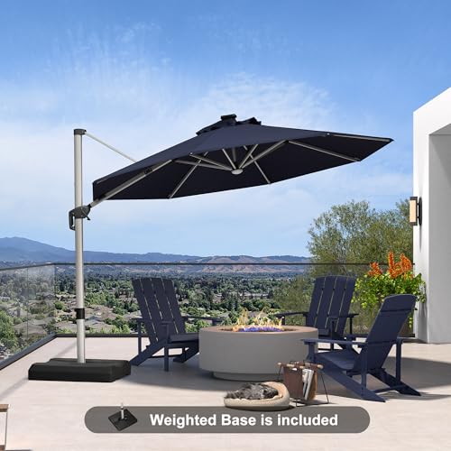 Patio Umbrella with Base Included 11ft Solar Light